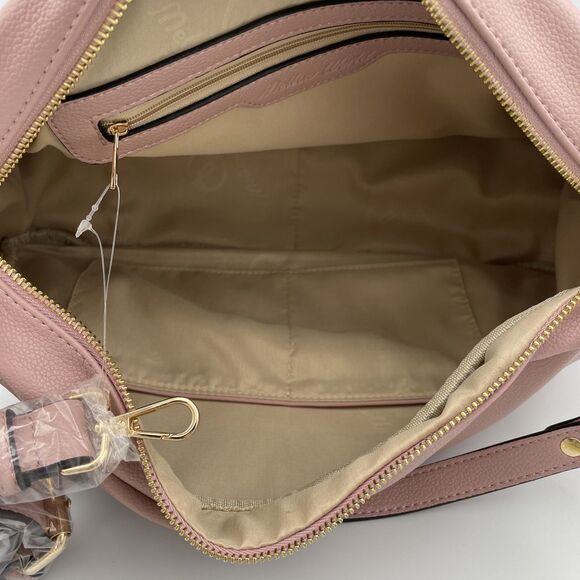 Mellow World Dusty Rose Gold Zipper Tote Bag Purse Vegan Leather New With Tag - Picture 11 of 11